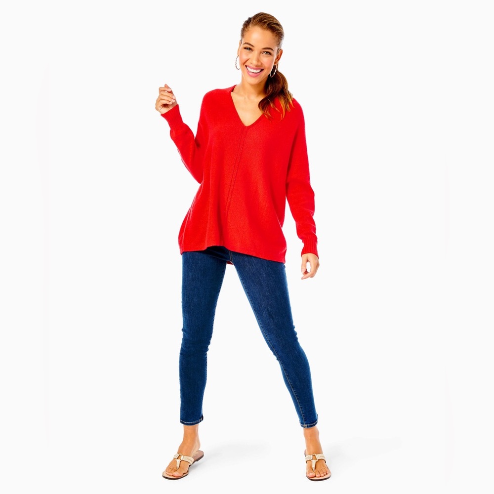 Lilly Pulitzer Sevie Dolman Sweater in Ruby Red size L Large NWT